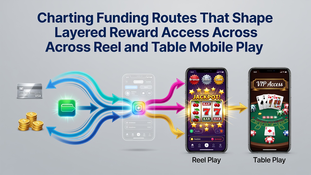 Mobile casino interface showing payment options and reward tiers for slots and table games