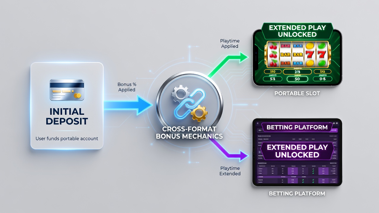 Mobile interface showing deposit bonuses linking slots and betting hybrids