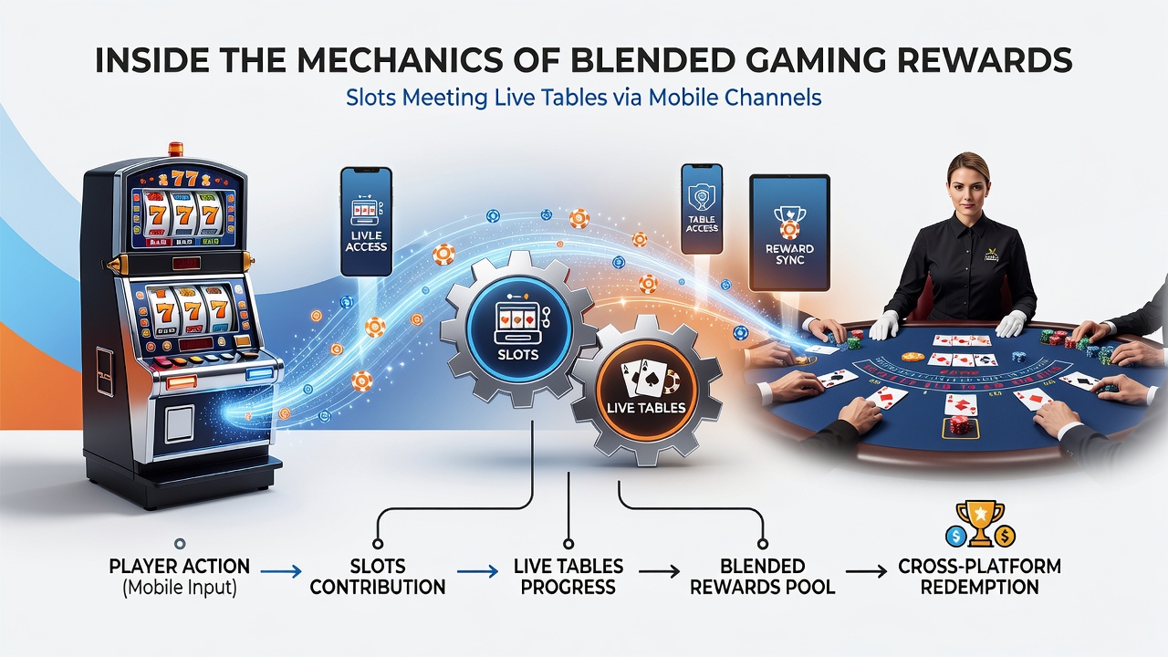 Schematic of reward pathways linking mobile slots to live dealer tables