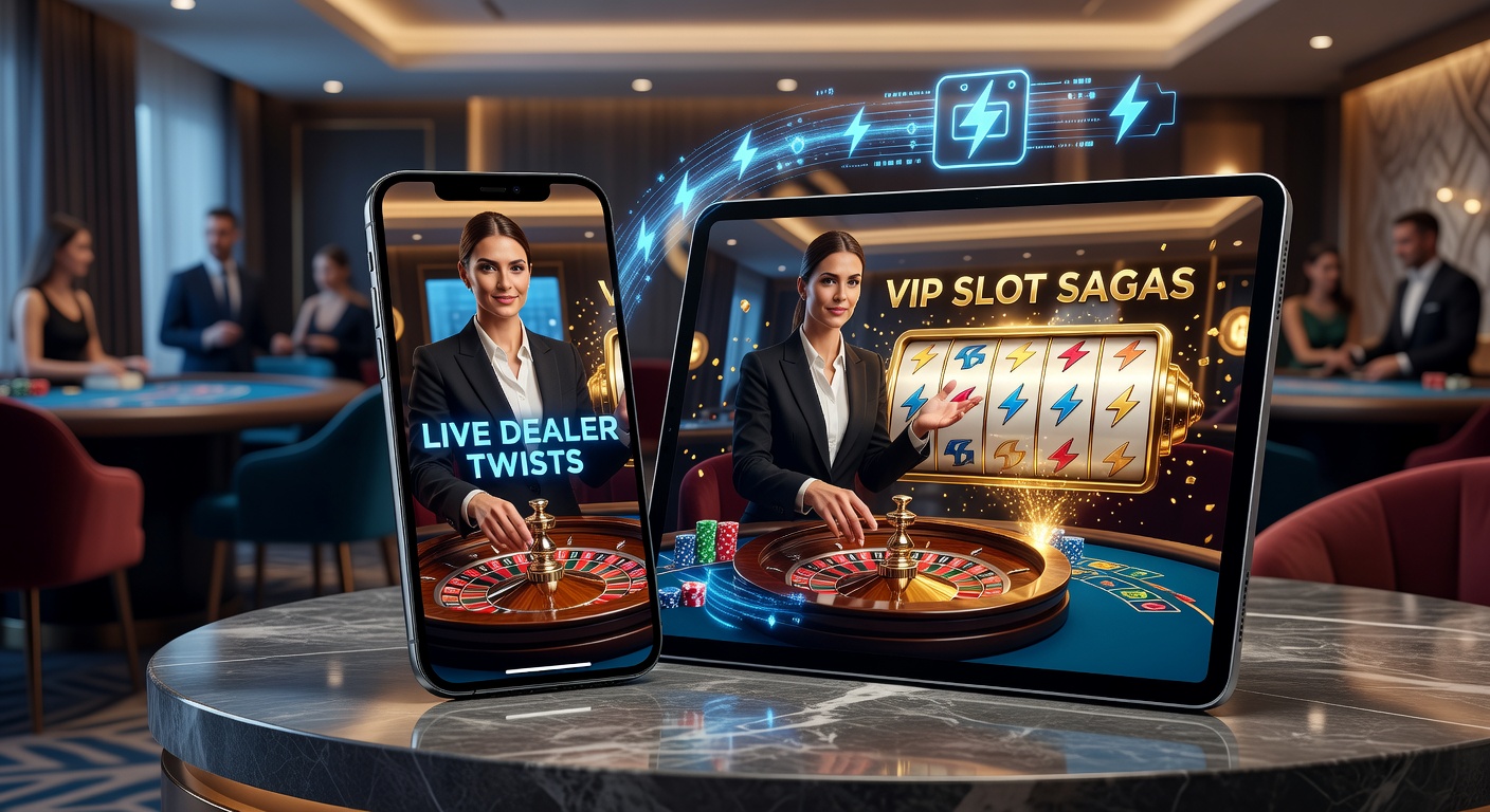 Close-up of a live dealer on a mobile device interface, interacting with a VIP slot saga bonus round featuring swift payment confirmation pop-up
